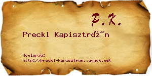 Preckl Kapisztrán névjegykártya